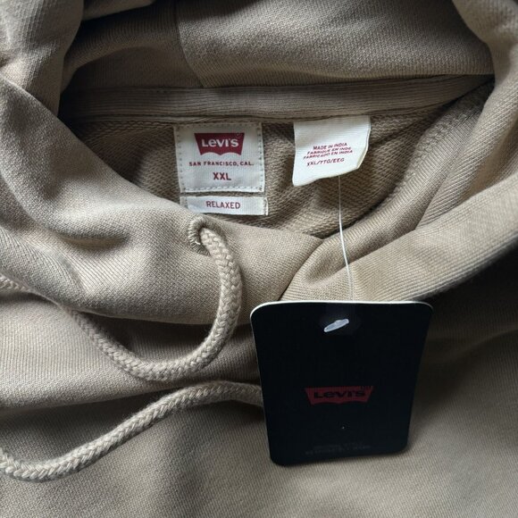 Levis Mens Hoodie XXL Relaxed Fit Tan Sweatshirt NWT. - Picture 4 of 14